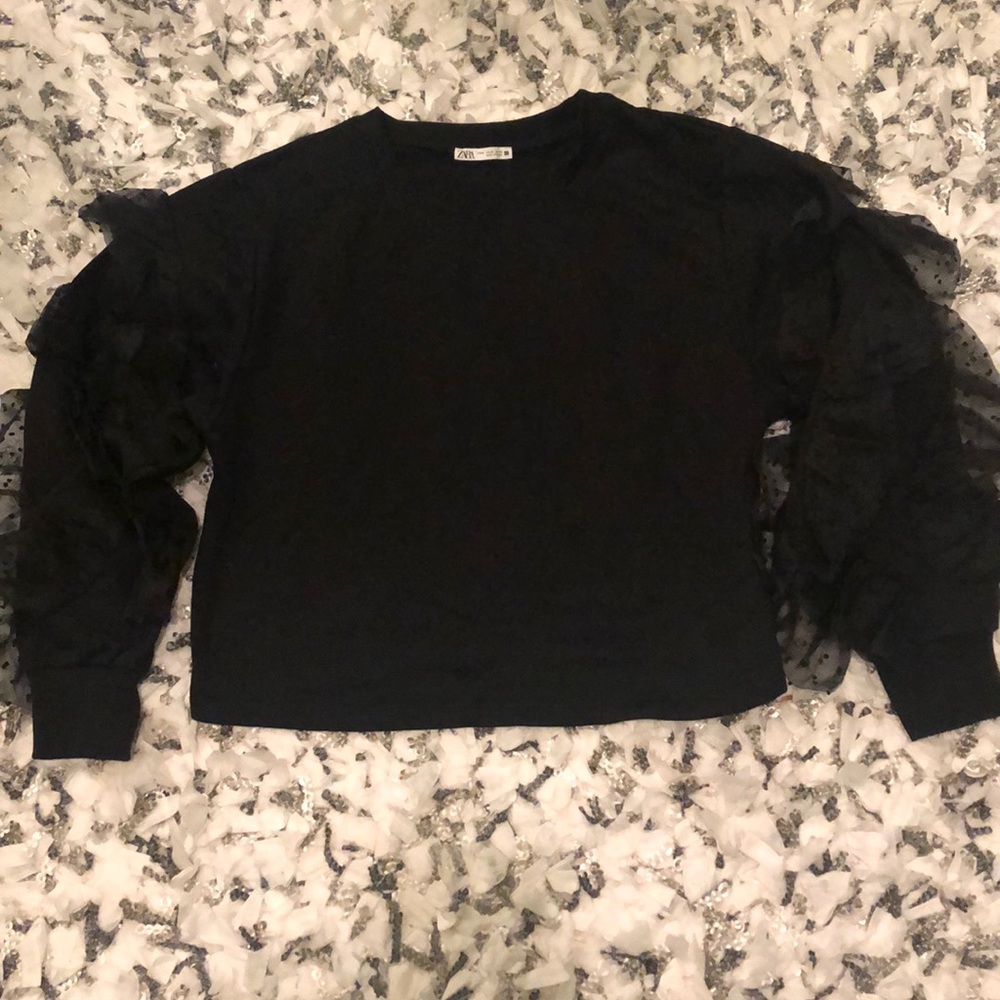 Zara sweater with dotted mesh sleeve detail